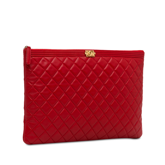 Pre-Loved Chanel Large Lambskin Boy Zip Pouch - Picture 2 of 9